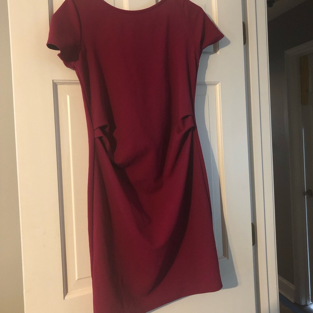 Pinkblush maternity magenta bodycon dress.